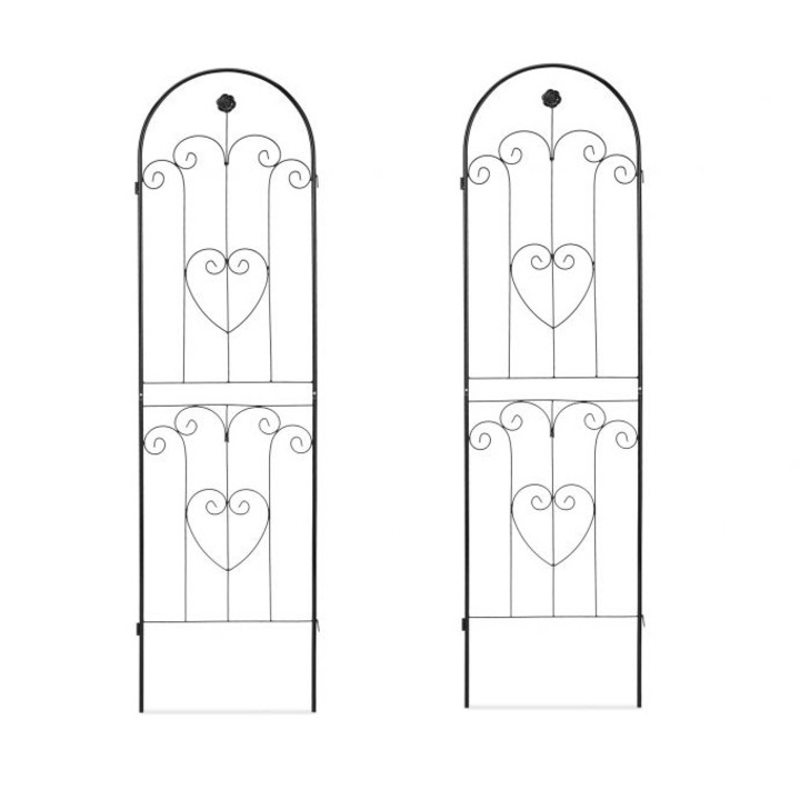 Set 2 arcade metalice de gradina, Relaxdays, negru, 180x50 cm