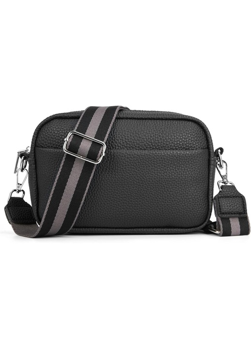 Geanta dama, piele ecologica, negru, 23x14x7cm, cu buzunare multifunctionale