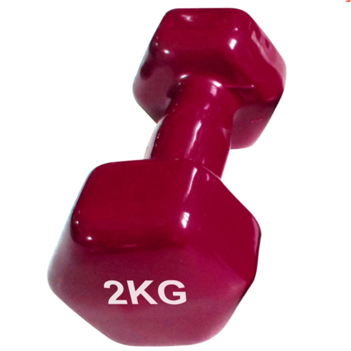 Robust 1 pár 2 kg-os hatszögletű fém súlyzó vinyl bevonattal
