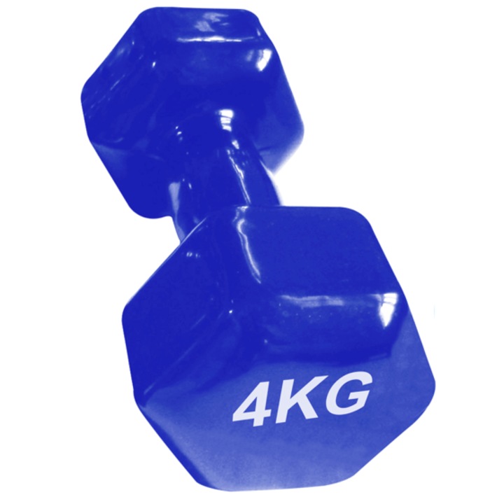 Robust 1 pár 4 kg-os hatszögletű fém súlyzó vinyl bevonattal