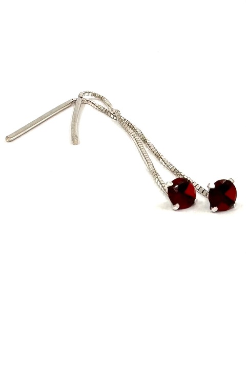 Cercei lungi din argint cu zirconiu rosu, Agavi