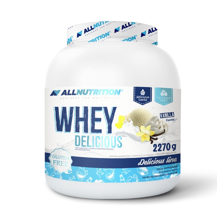 Proteine ALLNUTRITION Whey Delicious Protein, 2270g, aroma Vanilie, pudra proteica, proteine din zer