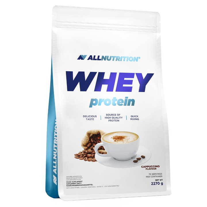 Proteine ALLNUTRITION Whey Protein, 2270g, aroma Cappuccino, proteine din zer, pudra proteica