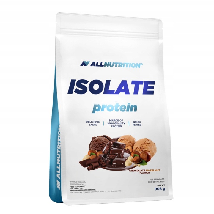 Proteine ALLNUTRITION Isolate Protein, 908g, aroma Ciocolata-Nuci, proteina din zer, pudra proteica
