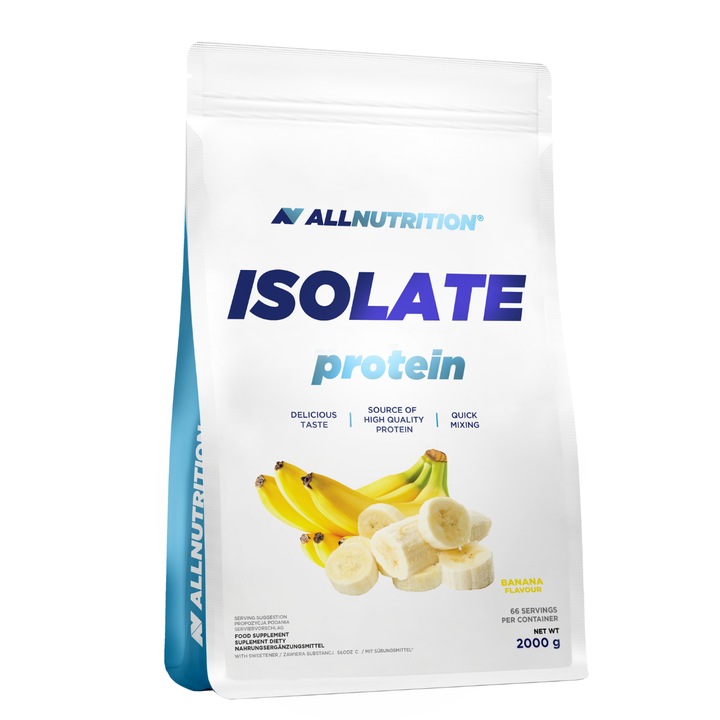 Proteine ALLNUTRITION Isolate Protein, 2000g, aroma Banana, izolat proteic din zer, pudra proteica