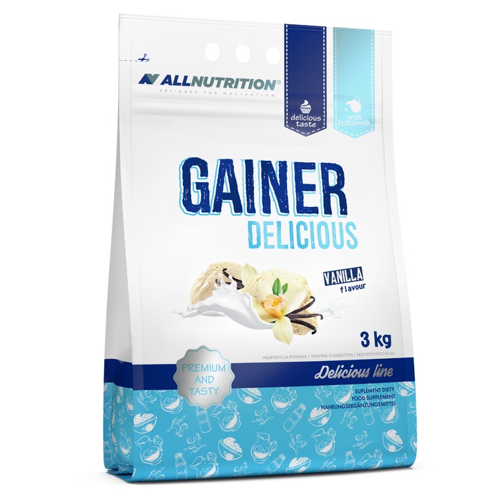 Gainer, proteine din zer, ALLNUTRITION Gainer Delicious, 3000g, aroma Vanilie, proteina pudra