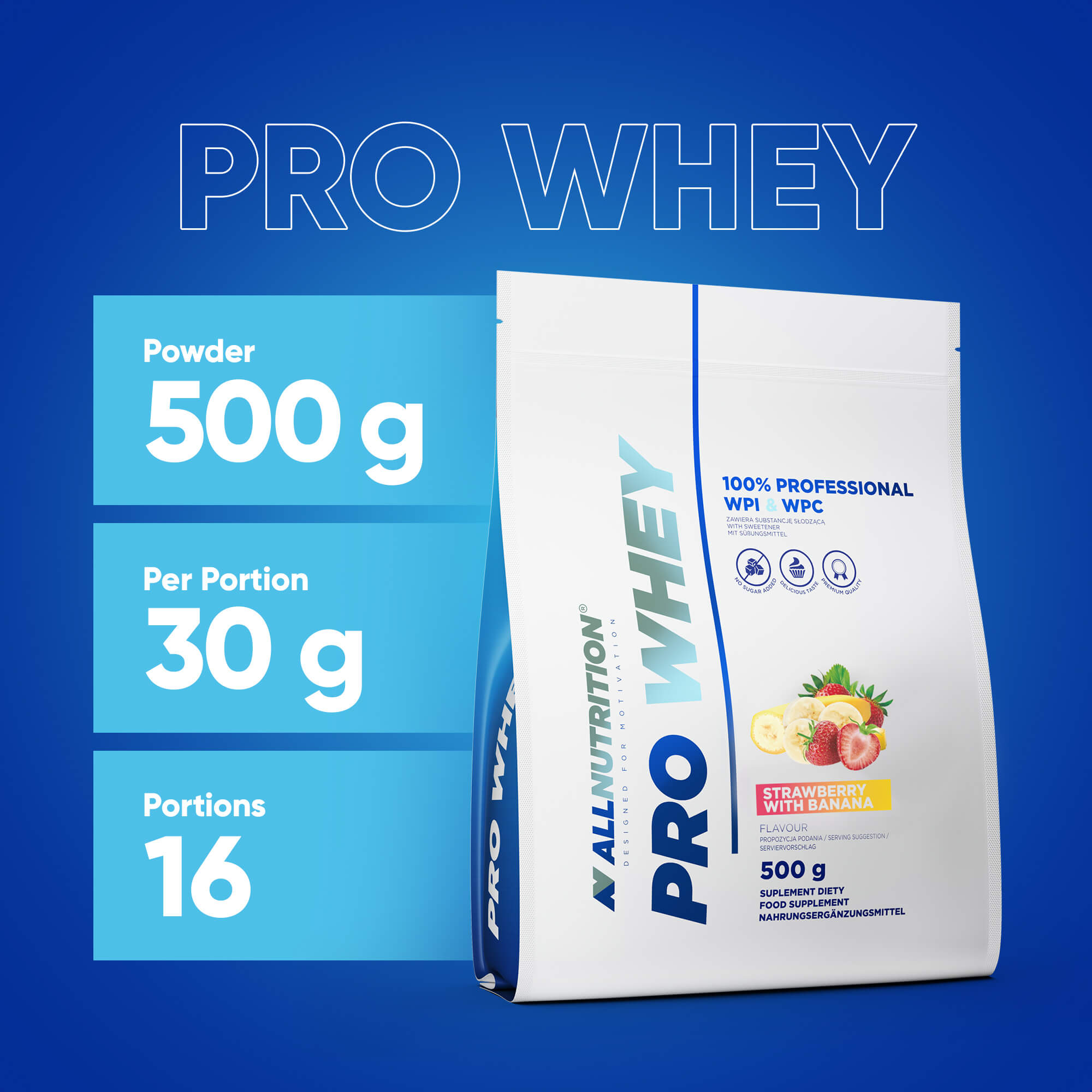 Proteine, ALLNUTRITION Pro Whey, 500g, aroma BANANA - CAPSUNI ...