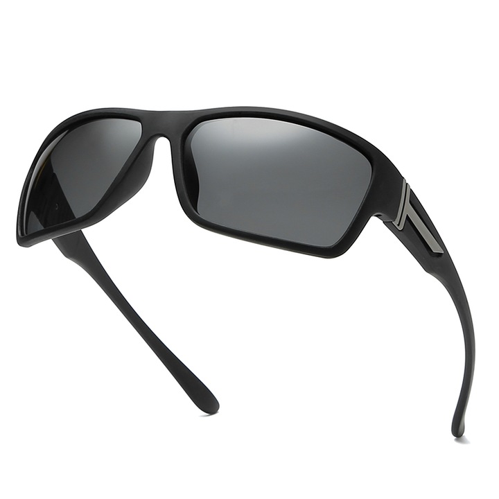Sport napszemüveg, polarizált, tükröződésmentes, karcálló, UV400, fekete/szürke, unisex