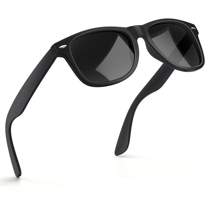Polarizált napszemüveg, unisex, téglalap alakú, fekete, UV400