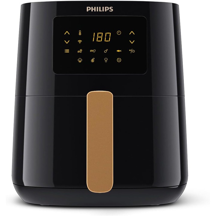 Friteuza cu aer cald Philips ‎HD9255/80, 4.1L, 0.8 Kg, 13 programe, Wi-Fi, Tehnologie Rapid Air, Negru