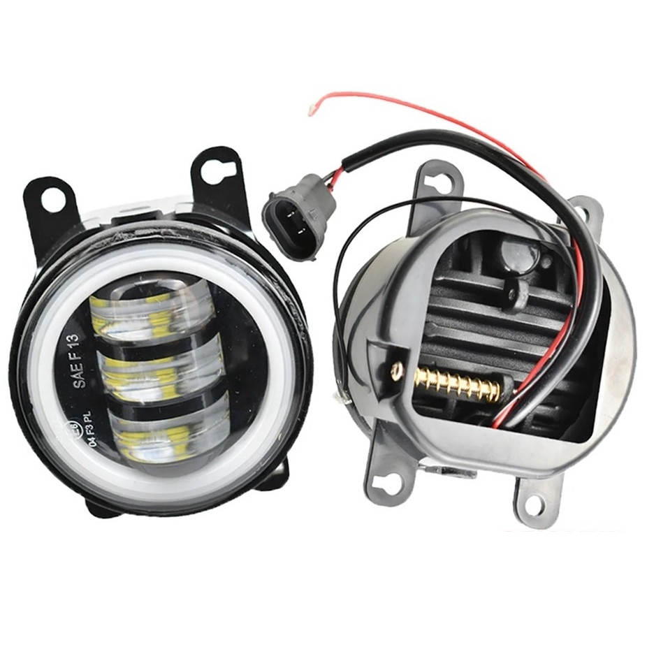 Set 2 proiectoare ceata LED Dacia, Renault, Nissan cu angel eyes