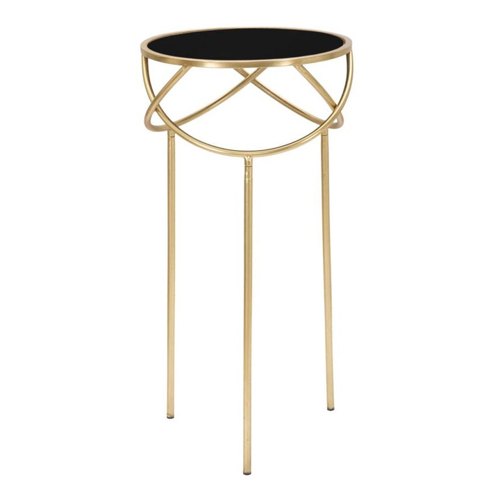 Masuta Mauro Ferretti Ring Ø 40X80 cm, Negru/Auriu