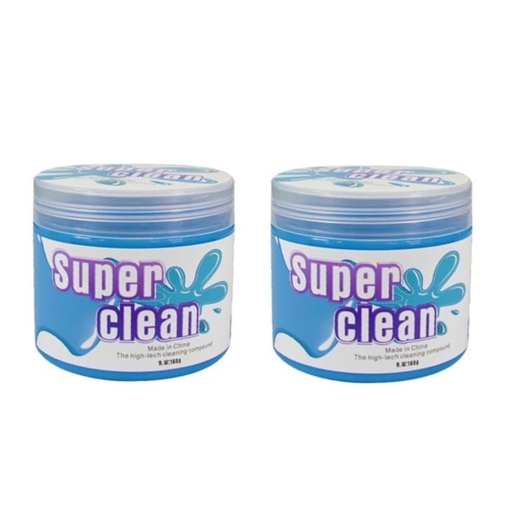 Set 2 x Slime gel pentru curatare spatii greu accesibile, tastatura, interior auto, uz casnic, albastru, Dactylion®
