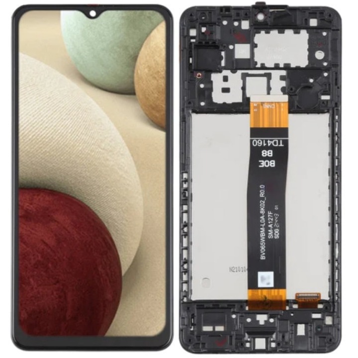 Дисплей за Samsung Galaxy A12 Nacho (SM-A127), PLS, с рамка, черен, LCD, тъч скрийн, най-добро качество