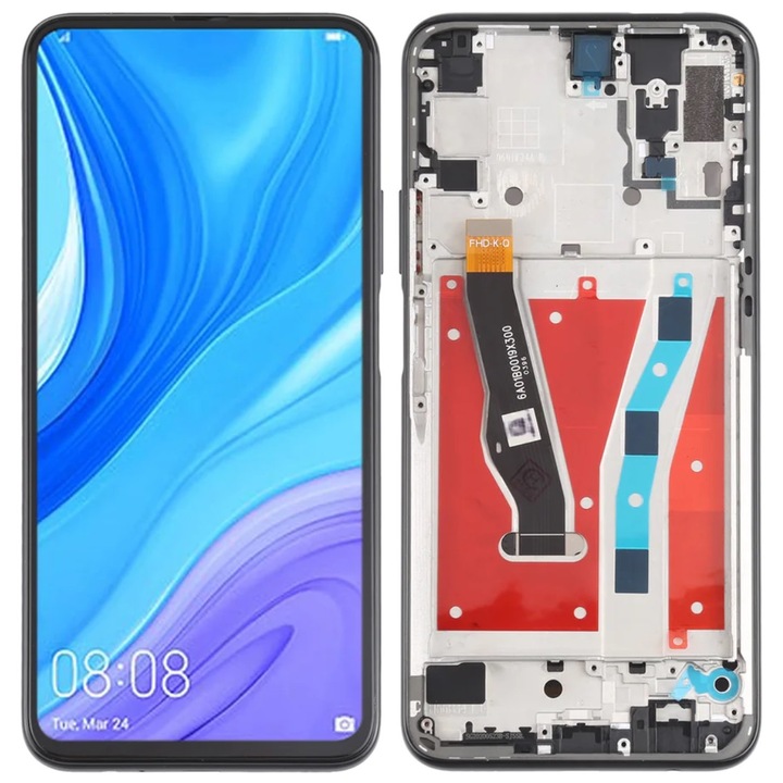 Дисплей за Huawei P Smart Pro STK-L21 Prime, IPS, с рамка, черен, LCD, тъч скрийн