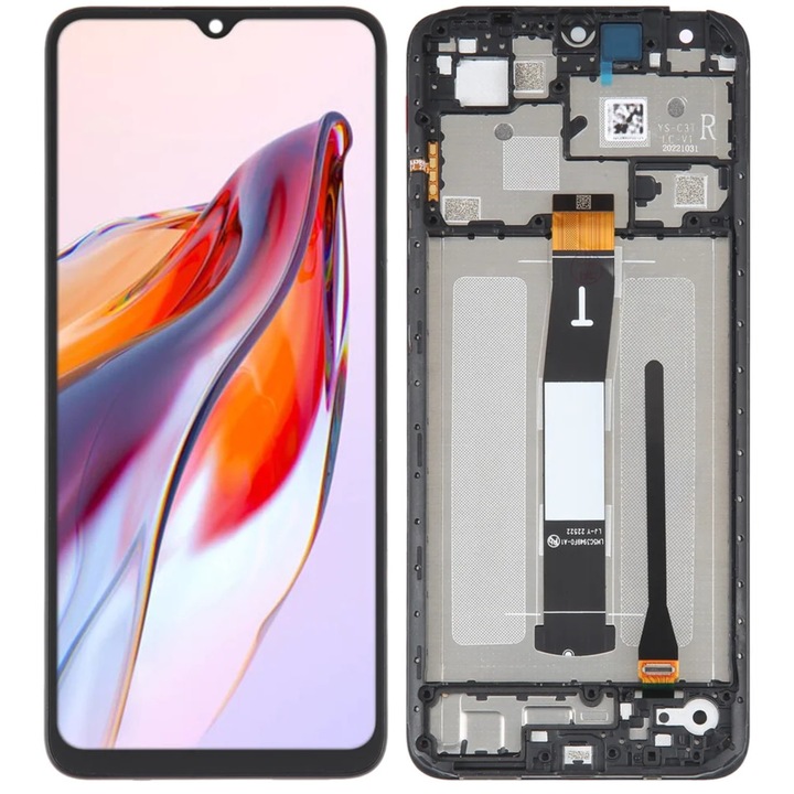 Дисплей за Xiaomi Redmi 12C, с рамка, Черен, LCD, Тъч скрийн, Най-добро качество