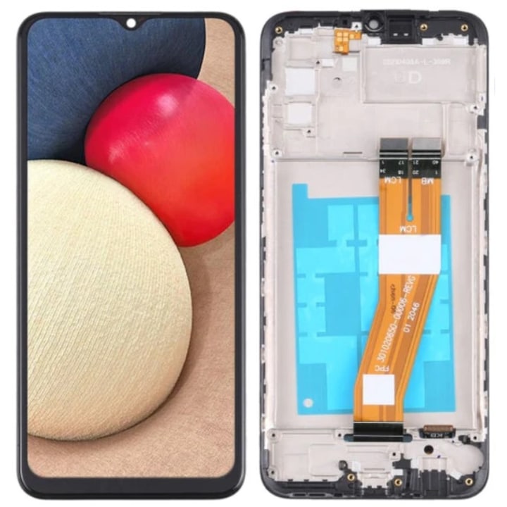 Display pentru Samsung Galaxy A02s (SM-A025F), IPS, cu rama, Negru, LCD, Ecran Tactil, Best Quality