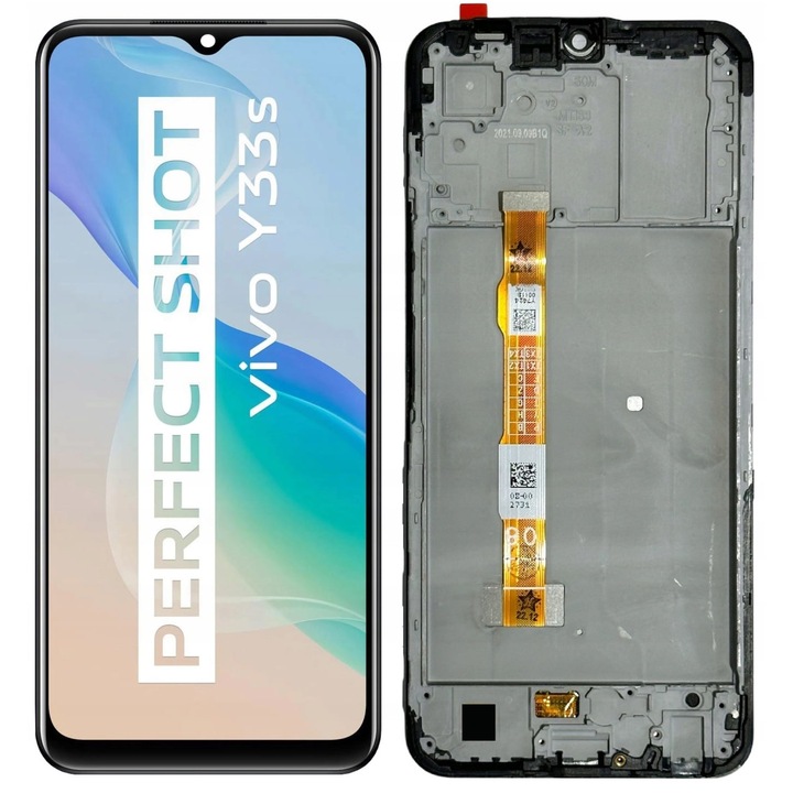 Дисплей за Vivo Y33s V2109, с рамка, черен, LCD, тъч скрийн