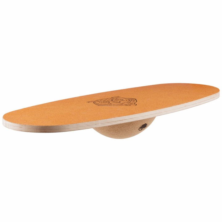 Balance board EcoCMK Kids PRO Style, cu grip natural din pluta, portocaliu