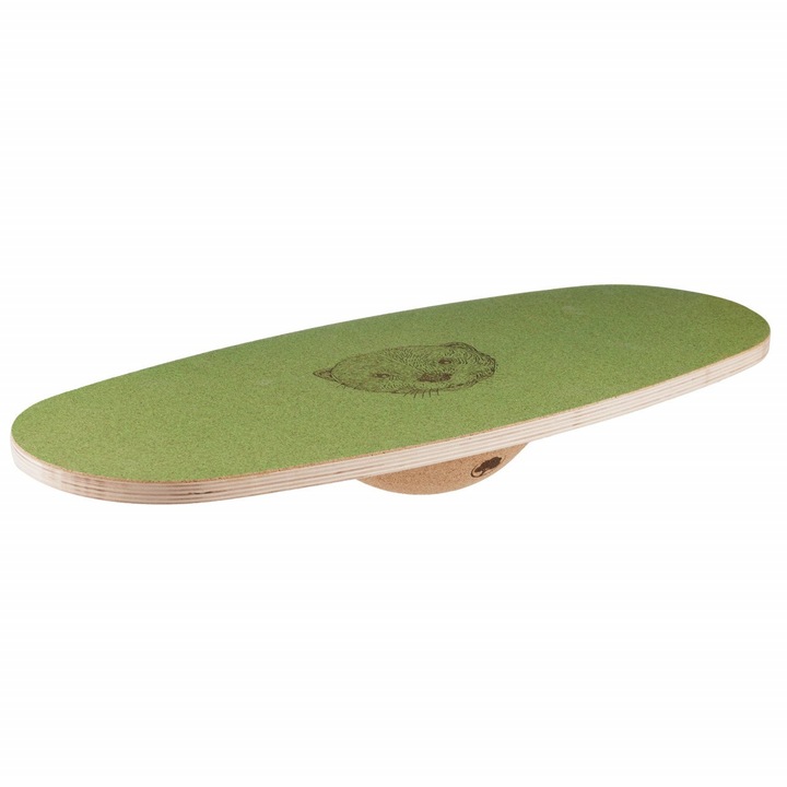 Balance board EcoCMK Kids PRO Style, cu grip natural din pluta, verde