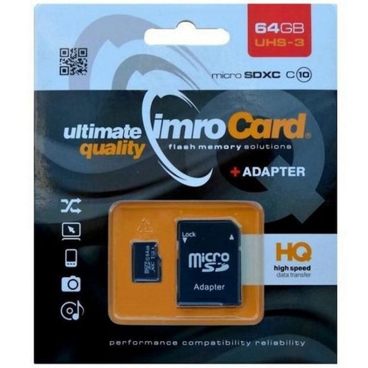 Card de memorie microSDXC NYTRO 64GB, UHS III, Clasa 10 85mb/s + Adaptor