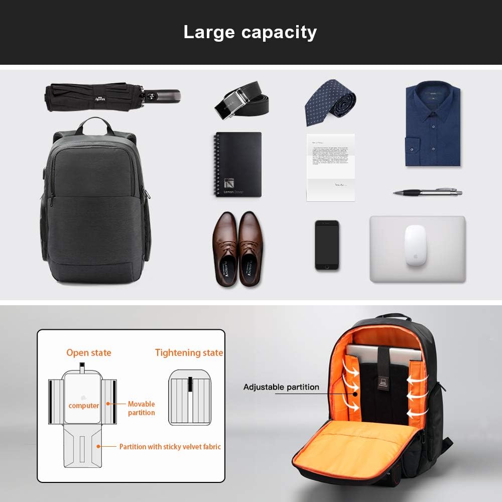 Rucsac laptop 15.6", business casual, cu buzunar antifurt, orificiu cabluri audio si port USB, VGOAL, 32х18x46, 5 cm, Negru