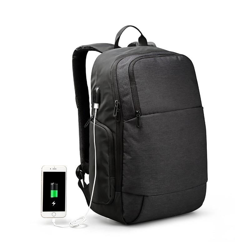 Rucsac laptop 15.6", business casual, cu buzunar antifurt, orificiu cabluri audio si port USB, VGOAL, 32х18x46, 5 cm, Negru