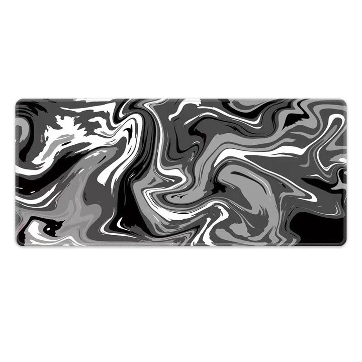 Mousepad gaming impermeabil, cusaturi rezistente, negru/alb, 70x30cm