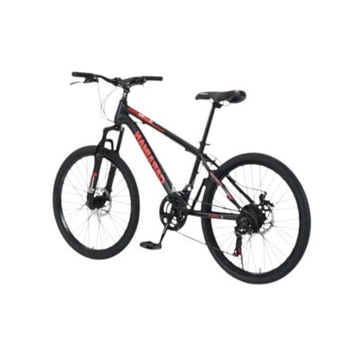 CARAIMAN kerékpár, 24 MTS, fekete-piros, 24 hüvelykes, acél váz, tárcsafékek, 21 sebesség