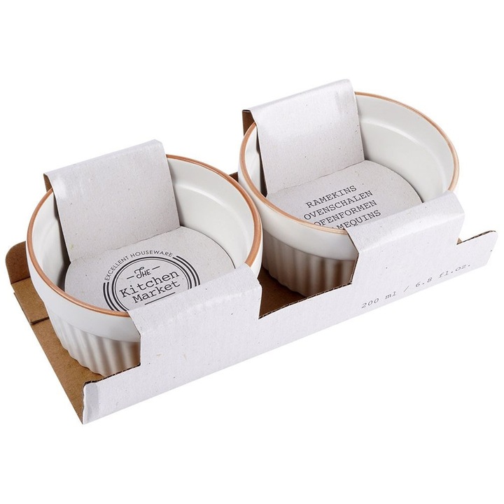 Set 2 Boluri De Copt, Excellent Houseware, 170 ml, 9x5 cm, Alb, Rezistente La Caldura, Portelan, Universale, Usor De Utilizat, Materiale De Inalta Calitate