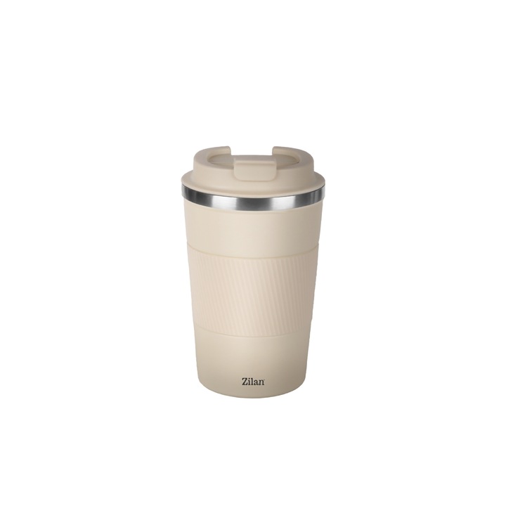 Cana de cafea Zilan ZLN9877 termos, capacitate 380ml, interior din inox, pereti dublii, crem