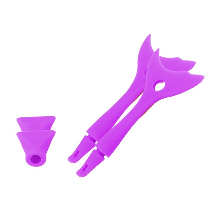 Set de 2 ajutoare pentru machiaj, multifunctionale, silicon, mov, 15x5cm