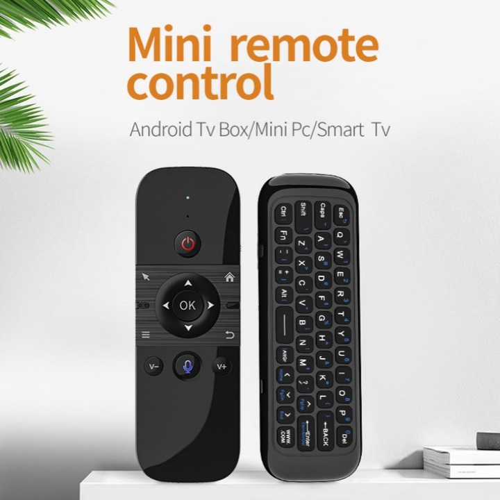 JESWO intelligens távirányító, Air Mouse, működési távolság 10 m, fekete, TV-hez/PC-hez/laptophoz