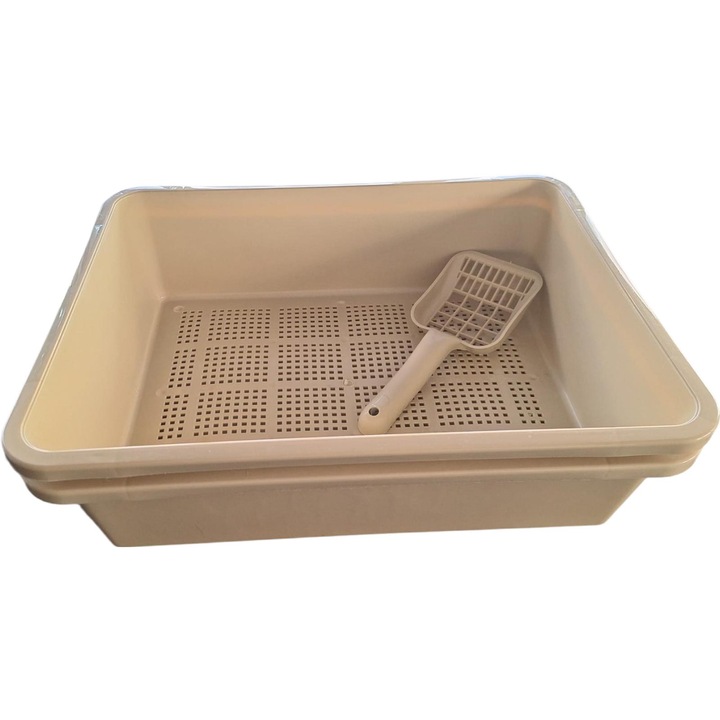 Litiera potrivita peletilor cu rumegus si zeolit tip Purrista (set tava sita/tava suport si lopatica)