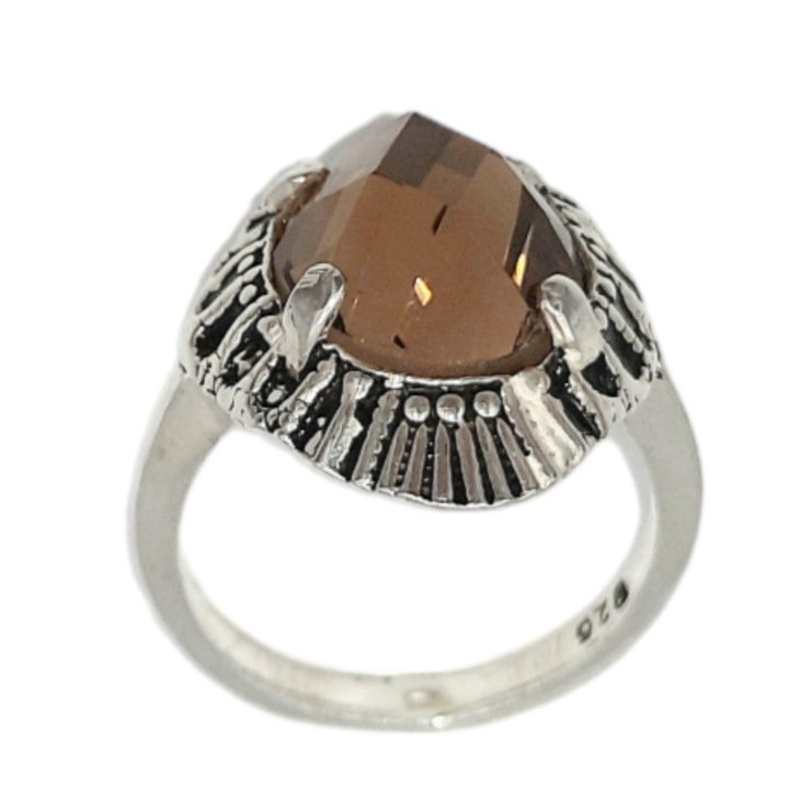 Inel Argint 925 cu piatra de Quartz maro Alida Marime 13