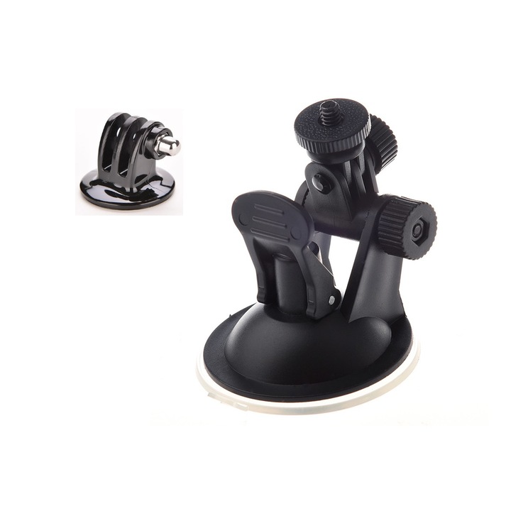 Малка/къса вендуза за предно стъкло с 360 градусов адаптер за спортна видеокамера GoPro Hero 1 2 3 + 4 5 6 7 8 9 10 11 12 Session Mini Max, DJI, insta360, универсален, телефон