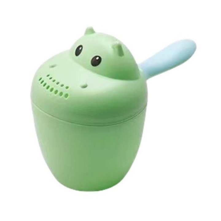 Cana de baie pentru bebelusi, verde, 7x14cm, forma de ursulet