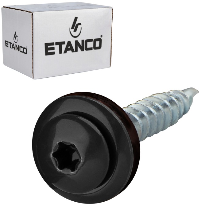 Set 250 Suruburi autoforante 4,8x35 mm RAL 9005, pentru tabla si lemn, TORX, Etanco GTF P