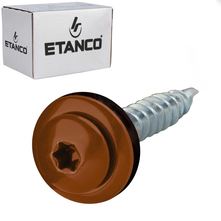 Set 250 Suruburi autoforante 4,8x35 mm RAL 8004, pentru tabla si lemn, TORX, Etanco GTF P