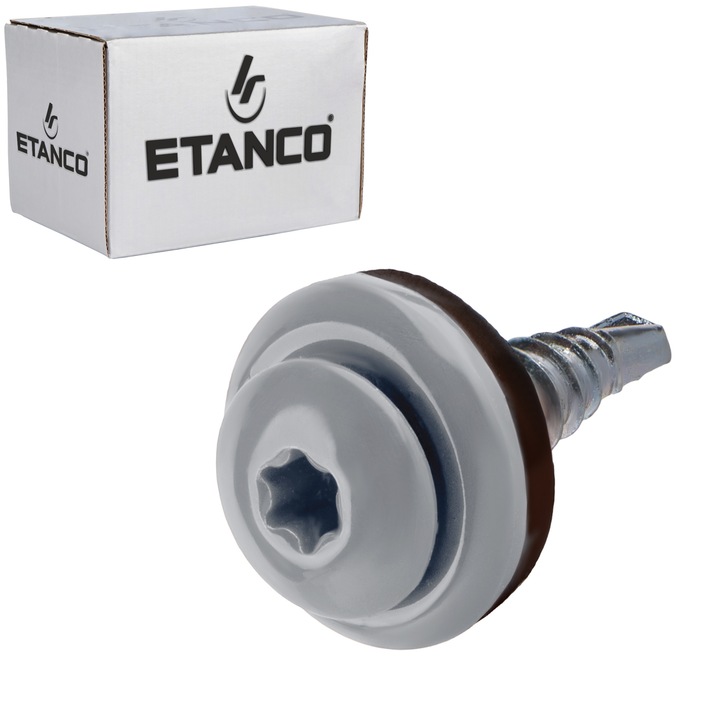 Set 250 Suruburi autoforante pentru tabla 4,8x20 mm RAL 9006, TORX, Etanco GTF 02P