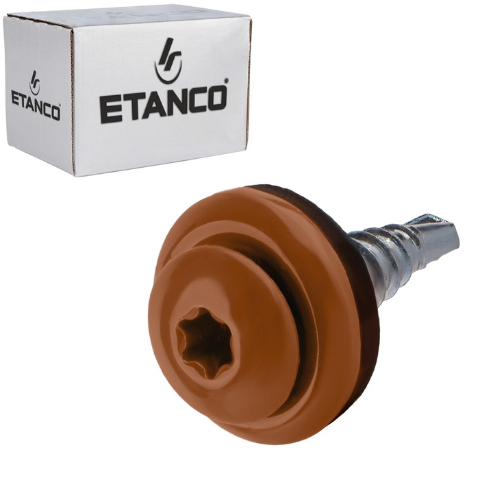 Set 250 Suruburi autoforante pentru tabla 4, 8x20 mm RAL 8004, TORX, Etanco GTF 02P