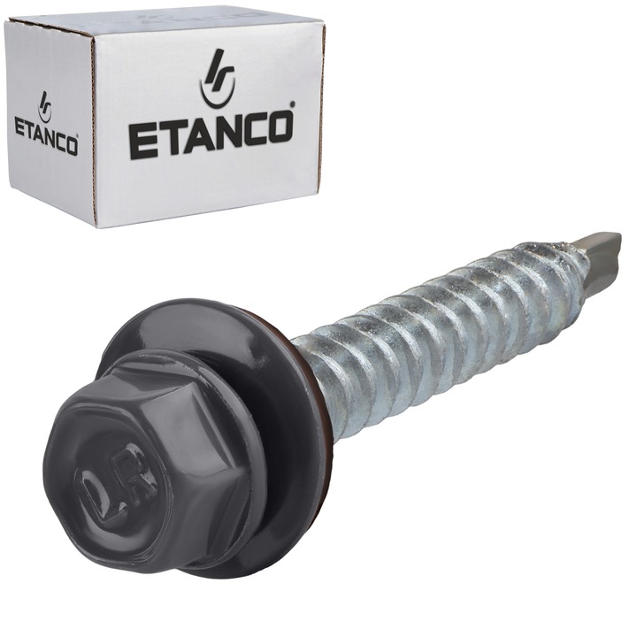 Set 100 Suruburi autoforante 6,4x50 mm RAL 7024, pentru tabla si lemn, Etanco GT F HD