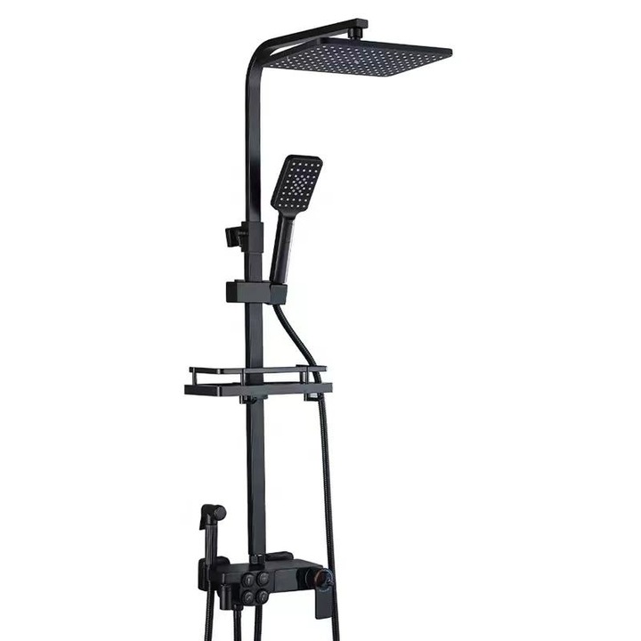 Coloana De Dus Smart, 4 Moduri de Pulverizare, Afisaj LCD, Control Termostatic cu Turbina Generatoare, Tehnologie de Pulverizare cu Aer, Lumini LED, Premium, Negru Mat