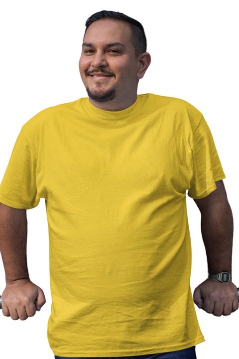 Tricou barbat din bumbac 100%, Casual Basic Fit, Galben
