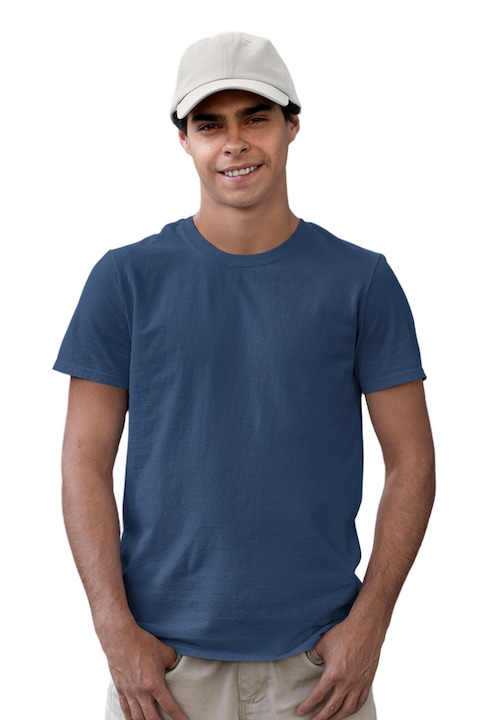 Tricou barbat din bumbac 100%, Casual Basic Fit, Midnight