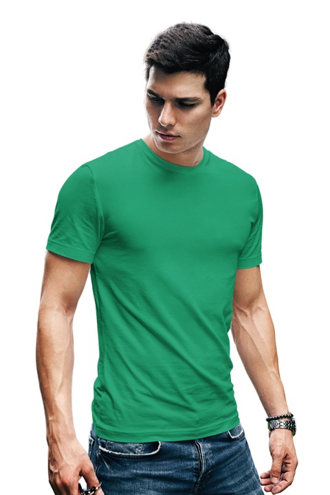 Tricou barbat din bumbac 100%, Simple Basic Fit, Verde Mediu, Verde Mediu