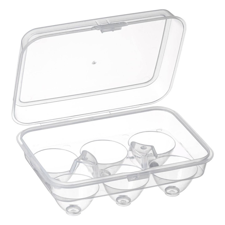 Suport oua pentru frigider din plastic transparent Shopiens® cu 6 compartimente, 17.5 x 12 x 7 cm