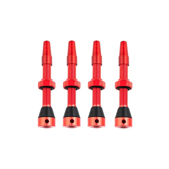 Valve Tubeless Presta (4 buc), 44 mm cu 5 iesiri de aer, pentru Biciclete de Sosea, MTB, Cross country, Trail, Enduro, Downhill, Rosu