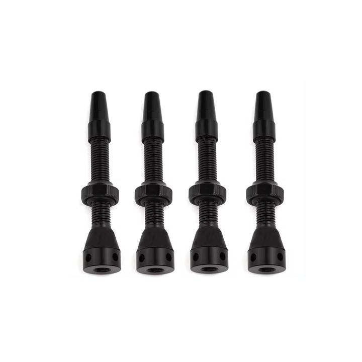 Valve Tubeless Presta (4 buc), 44 mm cu 5 iesiri de aer, pentru Biciclete de Sosea, MTB, Cross country, Trail, Enduro, Downhill, Negru