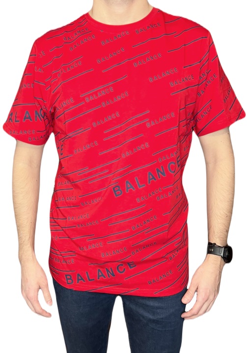 Férfi póló, piros, kerek nyakú, sötétkék felirattal, 2XL INTL